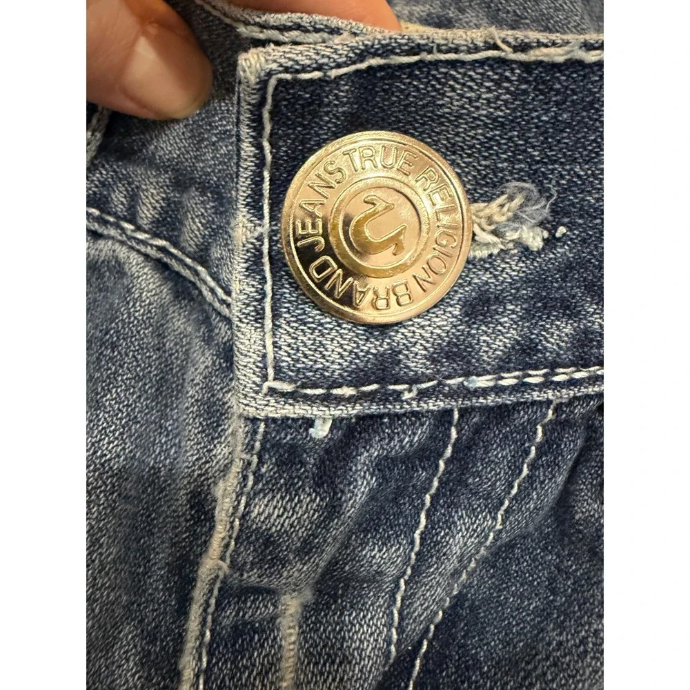 True Religion Mens Jeans Y2K USA World Tour Skull Patch Distressed‎ Size 30 x 27